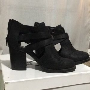 Black heeled ankle booties